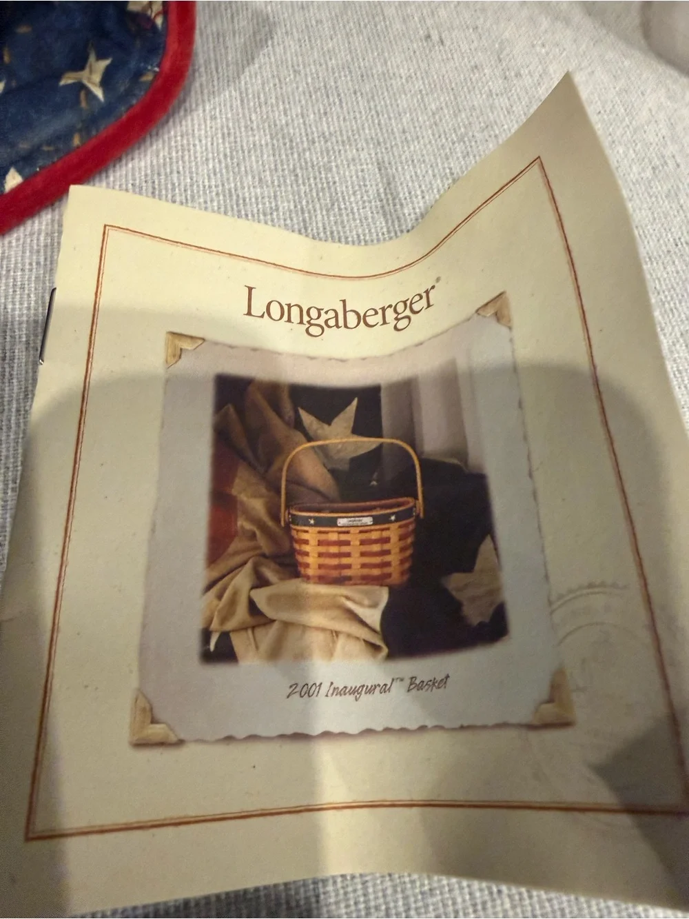 Longaberger Collectible 2001 Inaugural Basket